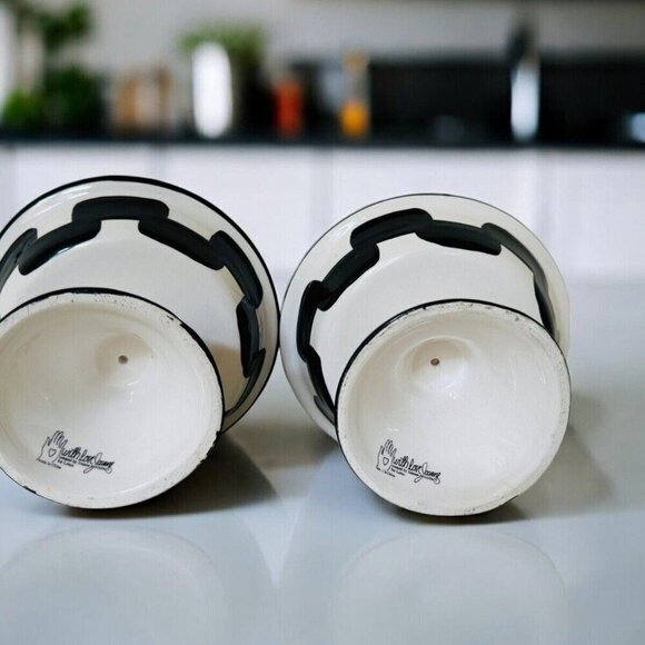 Set of 2 Bowls on Pedestal  With Love By Joanne Delomba For Lotus Purple Coffee - Picture 5 of 7